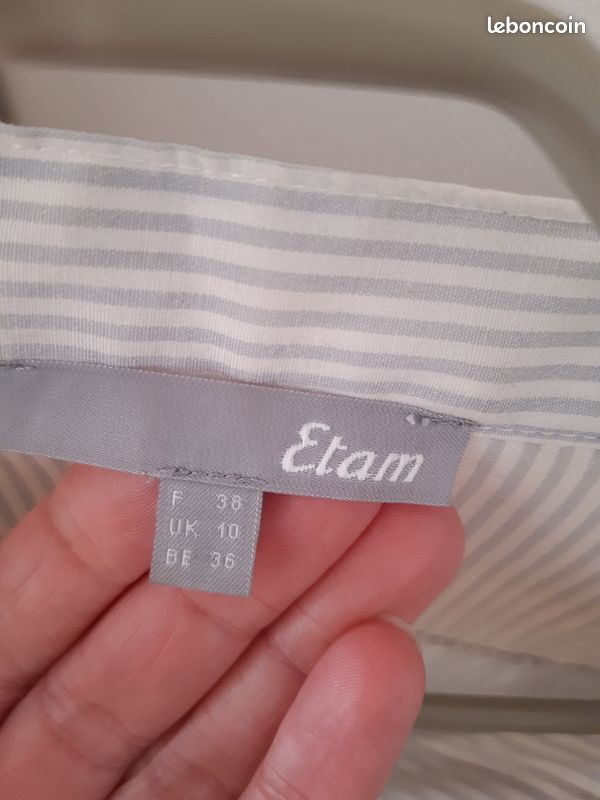 Chemise etam rayée grise et blanche (image 2)
