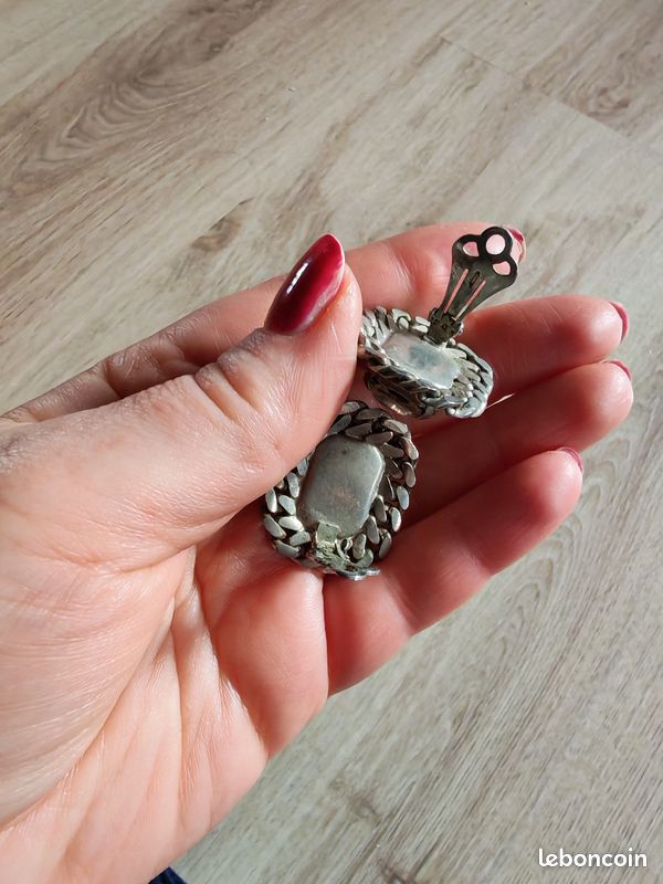 Clips Vintage Argent Mat Et Brillant Tressé Ajouré - Lot De 3 Pièces Occasion - Modèle 4632