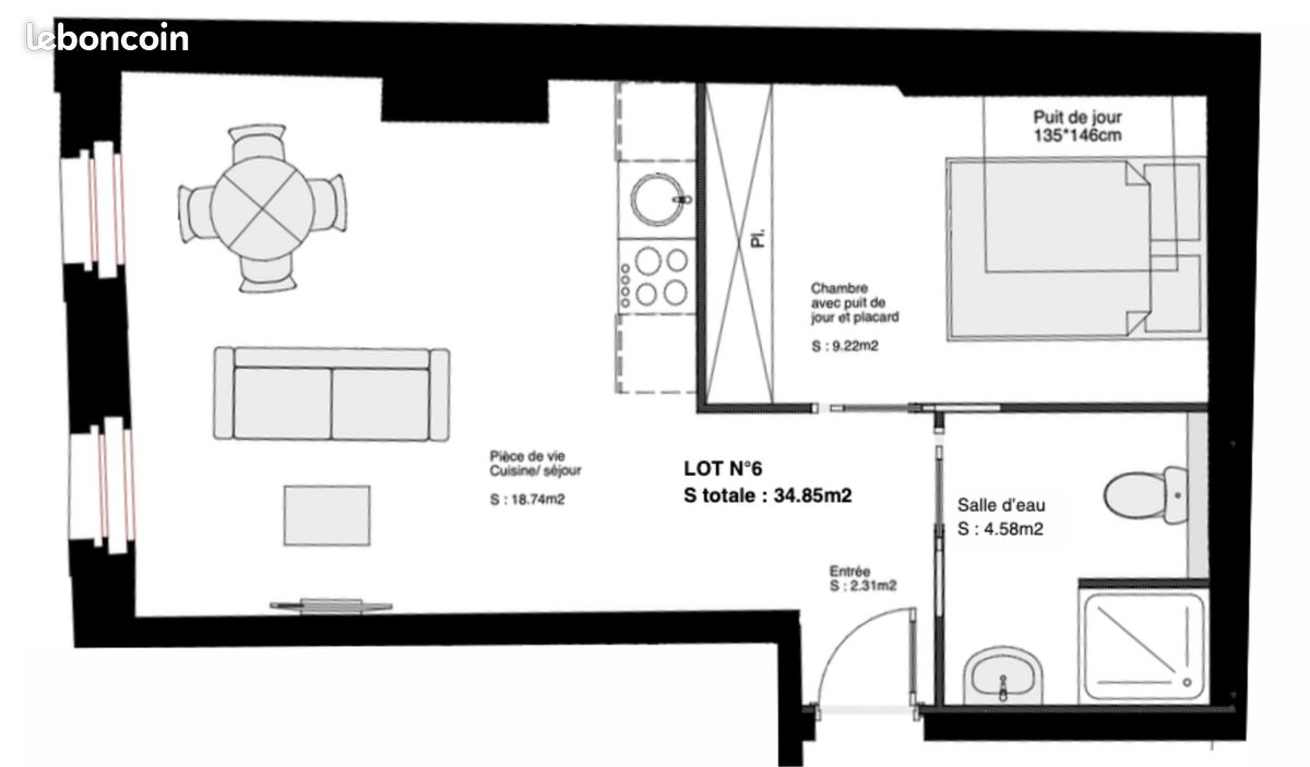 Appartement 2 pièces 35 m² · à Toulouse · 34,9 m² · 145 000 €