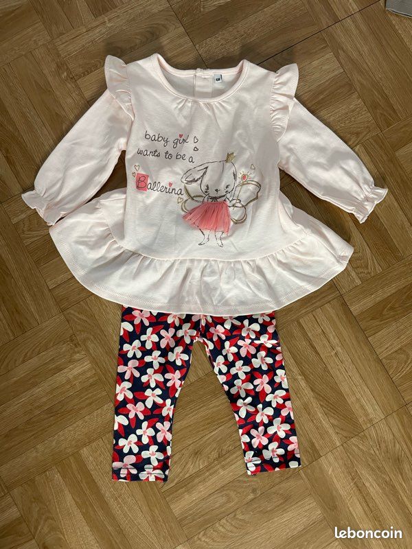 Ensemble bébé fille 6 mois tunique ballerine et legging fleuri (image 1)