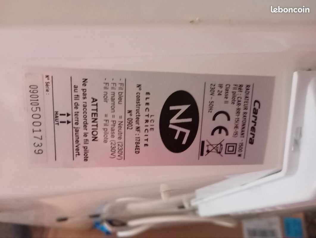 Radiateur rayonnant 1500w carrera (image 2)