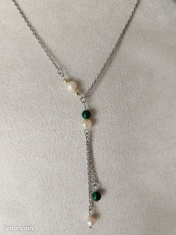 Collier en pierres naturelles & double pendant 🌹 (image 4)
