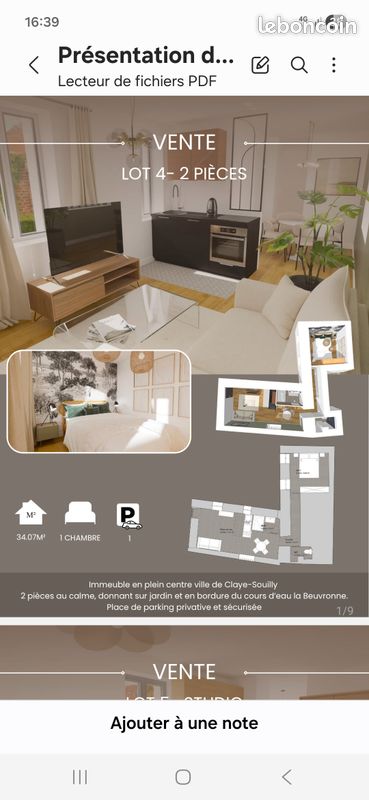Appartement 2 pièces 37 m² · à Claye-Souilly · 37 m² · 135 000 €