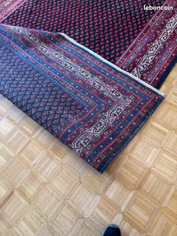 Tapis fait main en laine afghane 4 x 6 : design géométrique turkmène