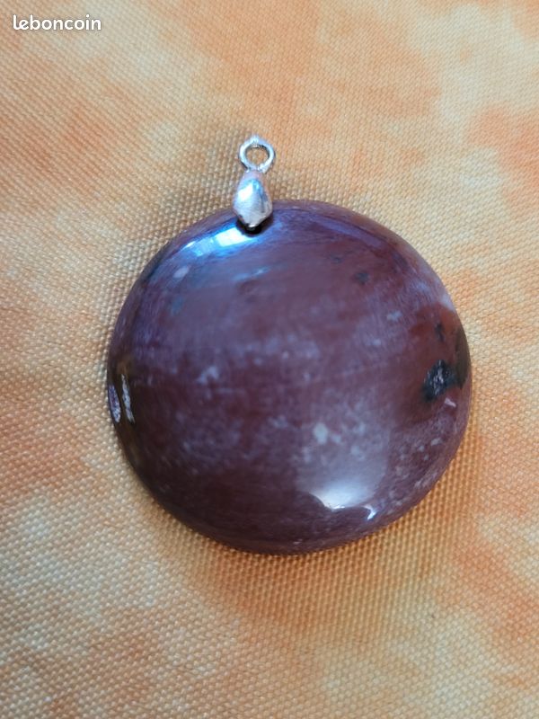 Pendentif bois silicifie forme ronde (image 4)