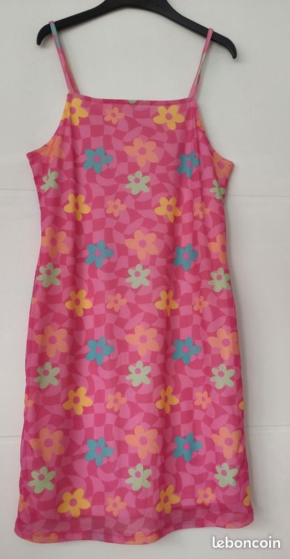 Robe à Bretelles COLINE - Noir & Blanc - Taille S/M - 100% Viscose - Occasion Très Bon état