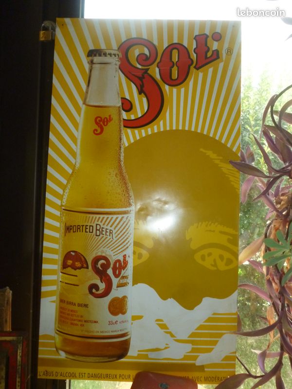 Tôle publicitaire originale SOL bira biere beer NO RICARD BYRRH CINZANO émaillée (image 2)
