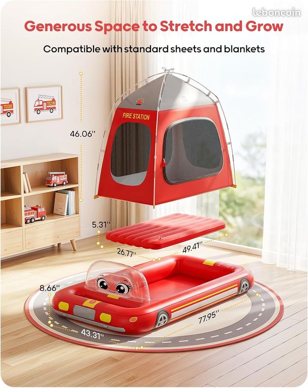 Tente de jeu pour enfants - Relaxdays - Caserne de pompiers rouge - 103