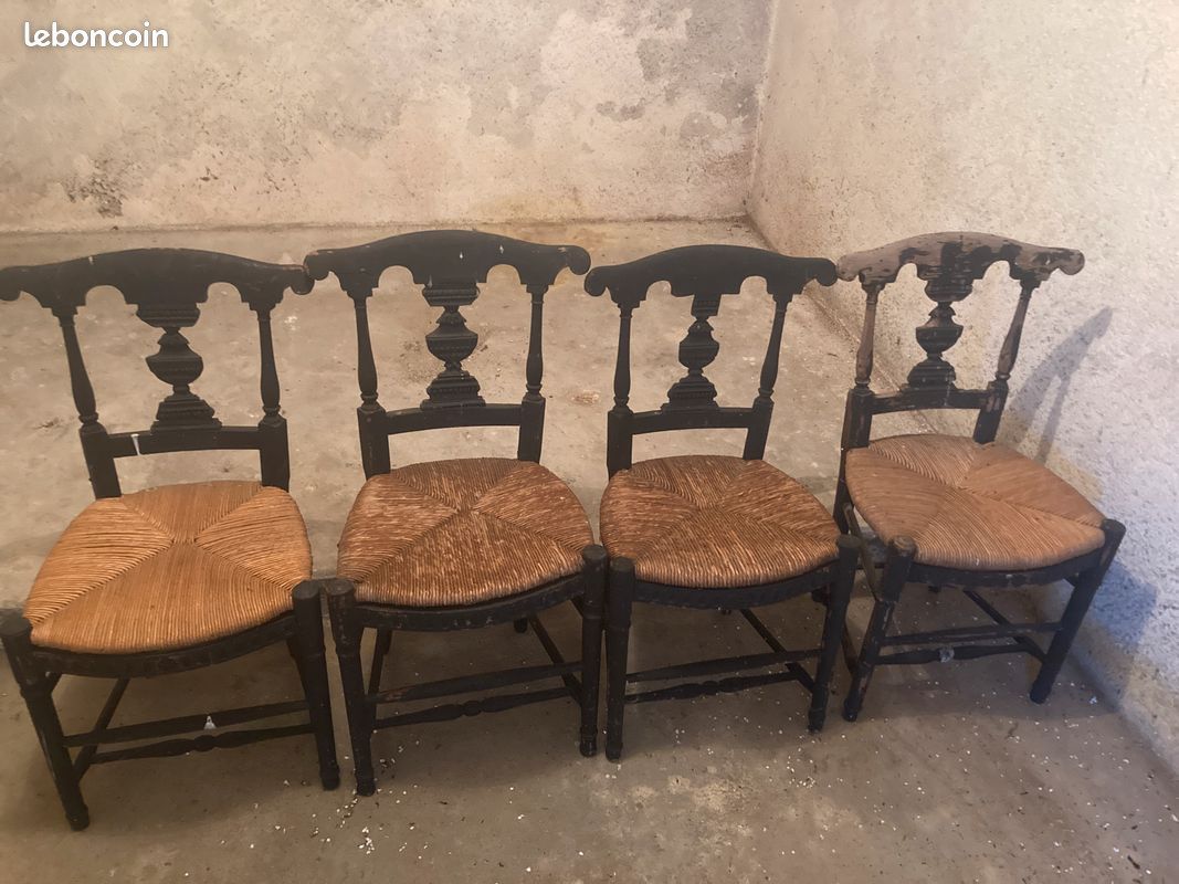 Chaise en bois et osier (image 1)