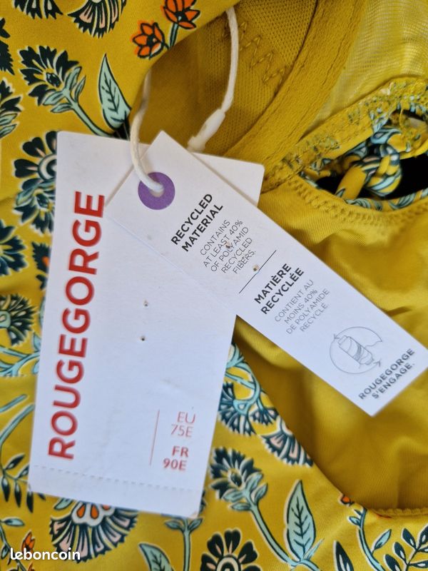 Maillot de bain Rougegorge 42/90E jaune moutarde á petites fleurs (image 4)