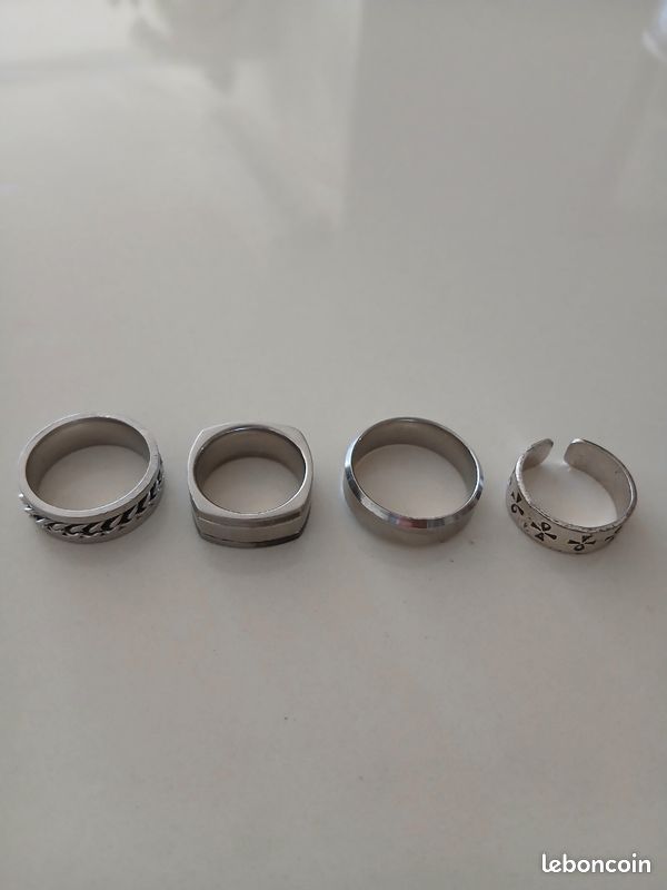 Lot bague homme acier inoxydable Montres Bijoux