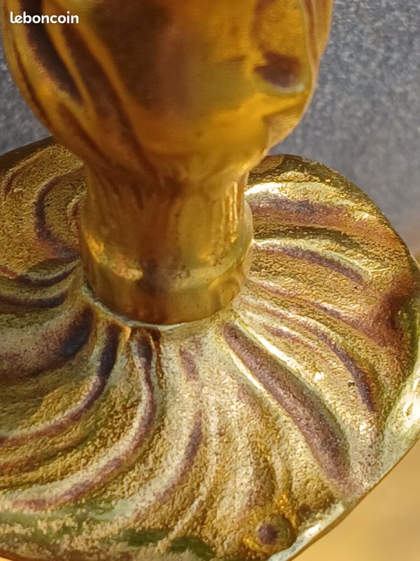 Pied de lampe en bronze doré vintage style rococo ou Louis XV (image 9)