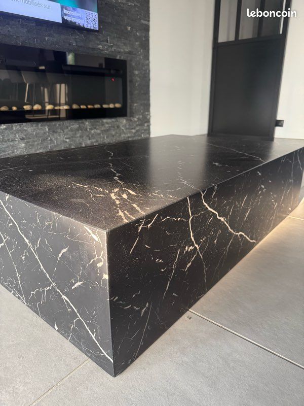 Table en marbre d’ingénierie noir (image 4)