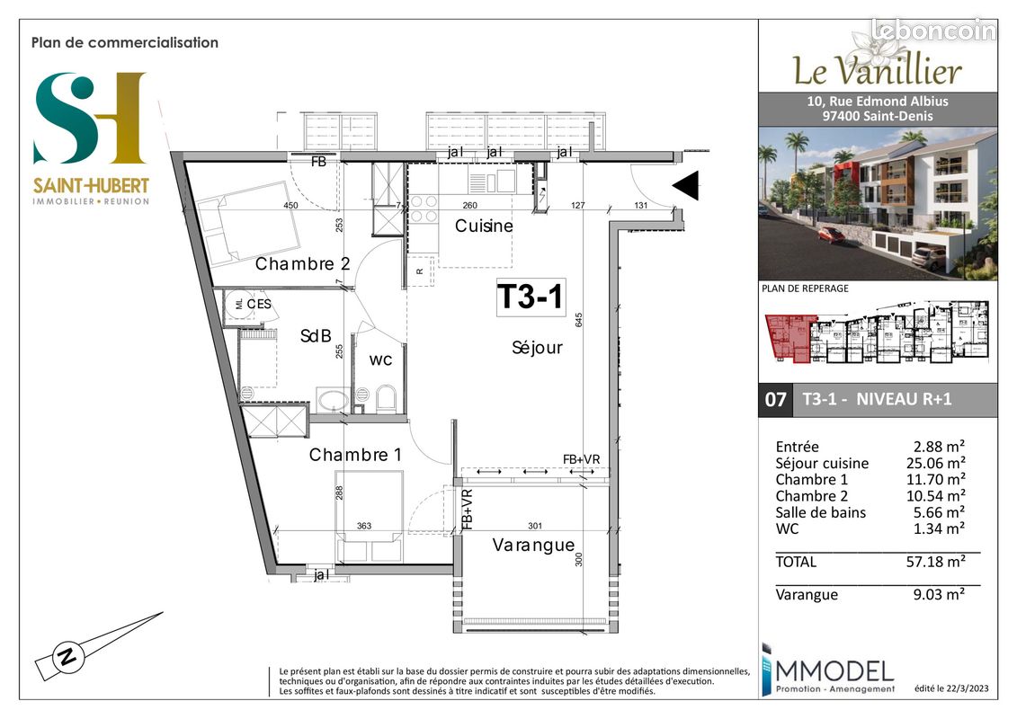Appartement 3 pièces 57 m² · à Saint-Denis · 57 m² · 750 €/mois