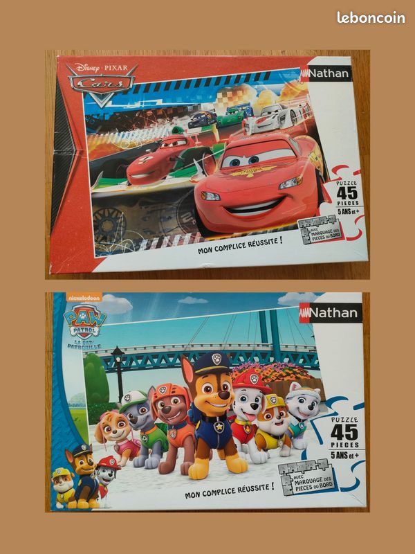 Lot de 2 puzzles Nathan - 45p - Cars et Pat patrouille (image 1)