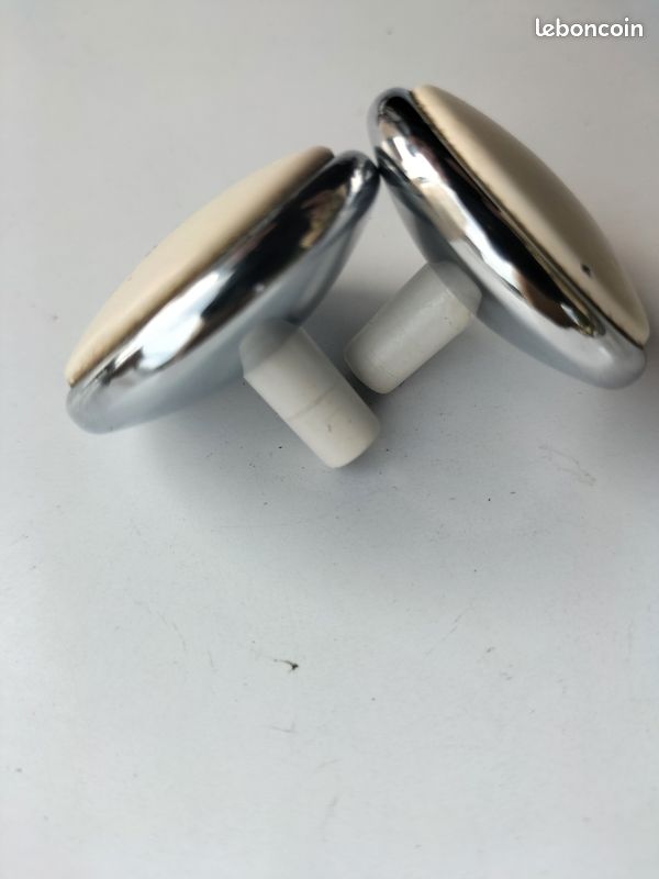 Poignées/boutons de meubles lots de 2 en acier chromé lourd couleur beige crème (image 3)