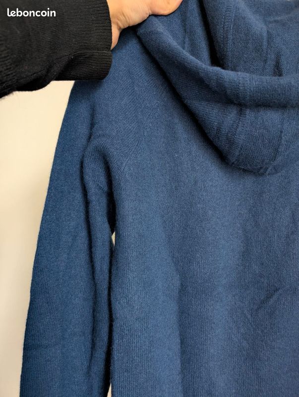 Sweat à Capuche Femme QUINCE 100% Cachemire - Bleu Marine, Taille L, Fermeture Intégrale - Neuf Avec étiquette