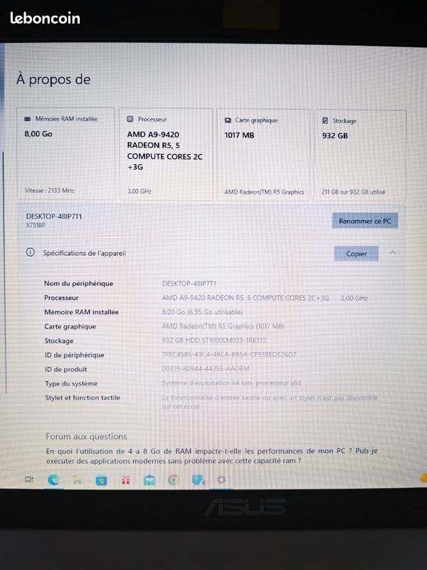 PC portable ASUS de la série X751B (image 4)