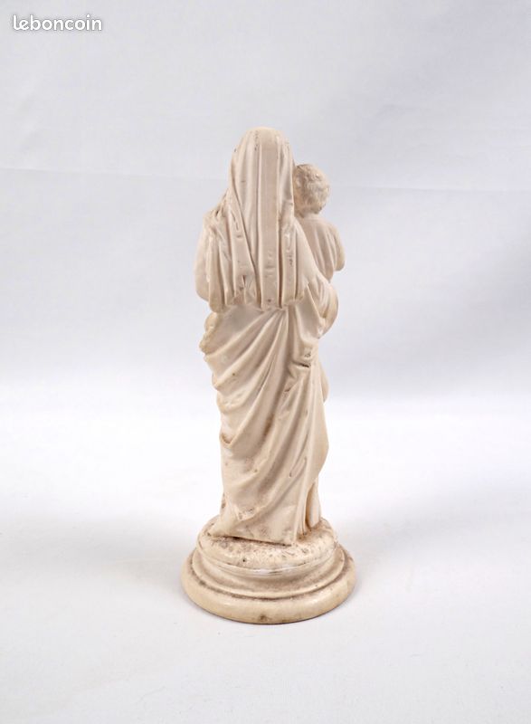 Statue Vierge à l'Enfant en plâtre d'art artisanat religieux début XXe - l'Antochine (image 7)