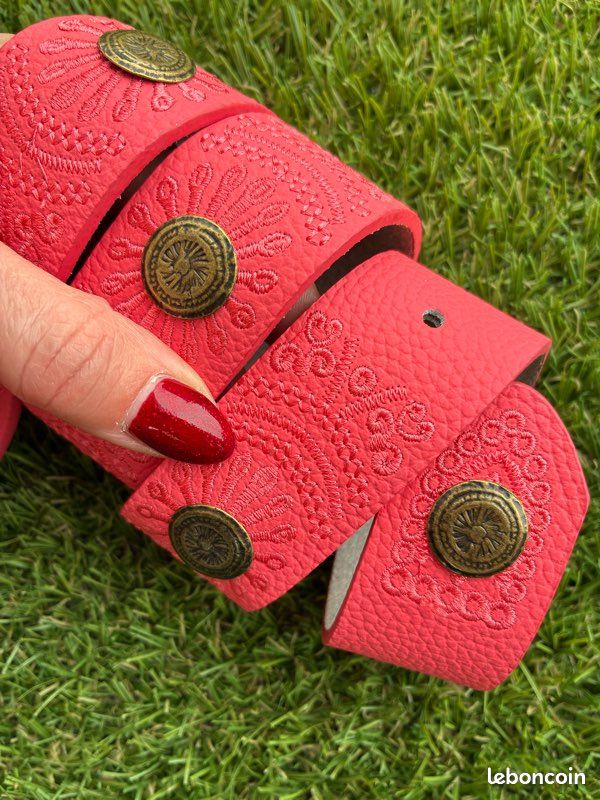 Ceinture Desigual femme rose corail et broderies ton sur ton taille 85 neuf (image 1)