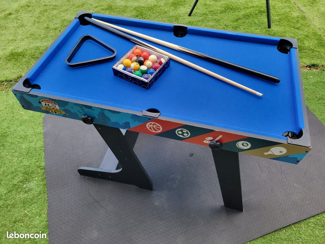 Table Multijeux 14 En 1 – Basket/Billard/Baby-foot/Tennis/Hockey/Bowling – Pliable, Accessoires Inclus, Enfant