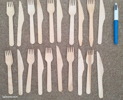 Paires de baguettes chinoises en bambou + kits avec cuillère pique-nique (image 1)