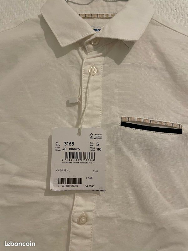 Chemise blanche coton/Lin Mayoral 5 ans (image 3)