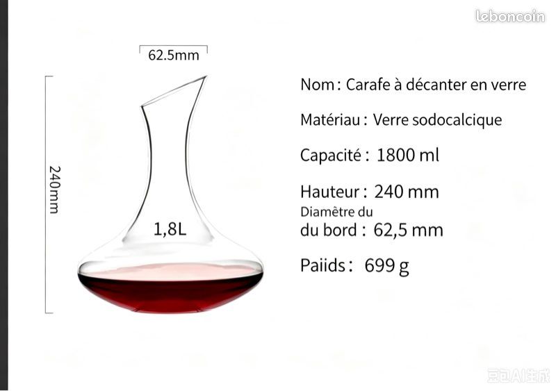 Coffret verres à vin 6 personnes + carafe + ouvre-bouteille – neuf (image 3)