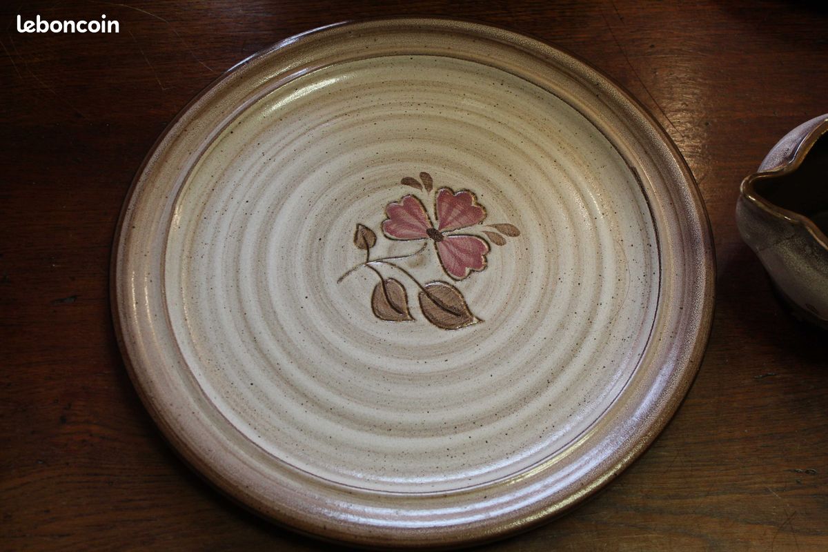 Vaisselle grès brun marron et rose, Niderviller modèle "Sandra" (années 70) (image 3)