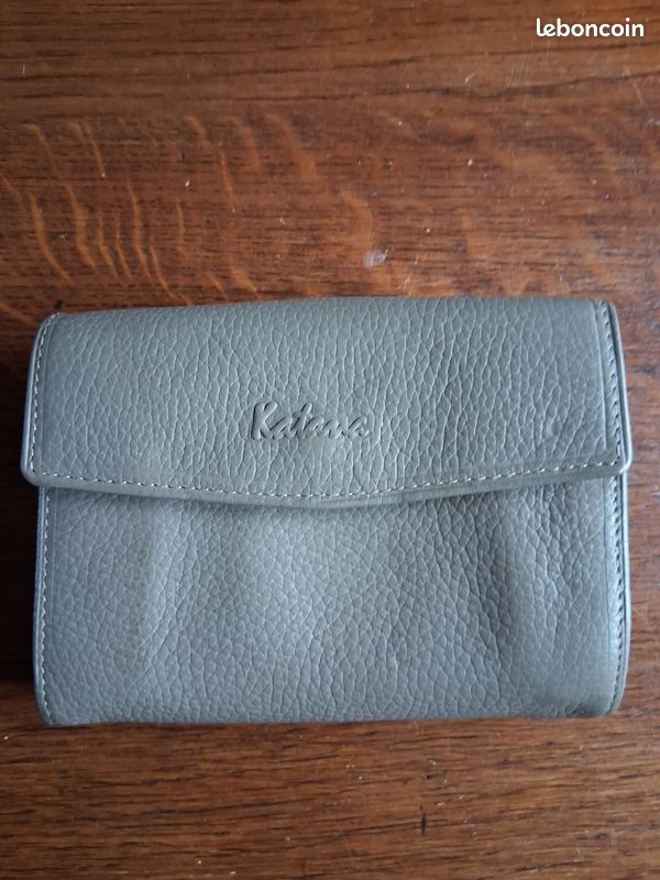 Porte-monnaie / Porte-feuille KATANA En Cuir Marron - Avec Organiseur, Zip Complet - Occasion