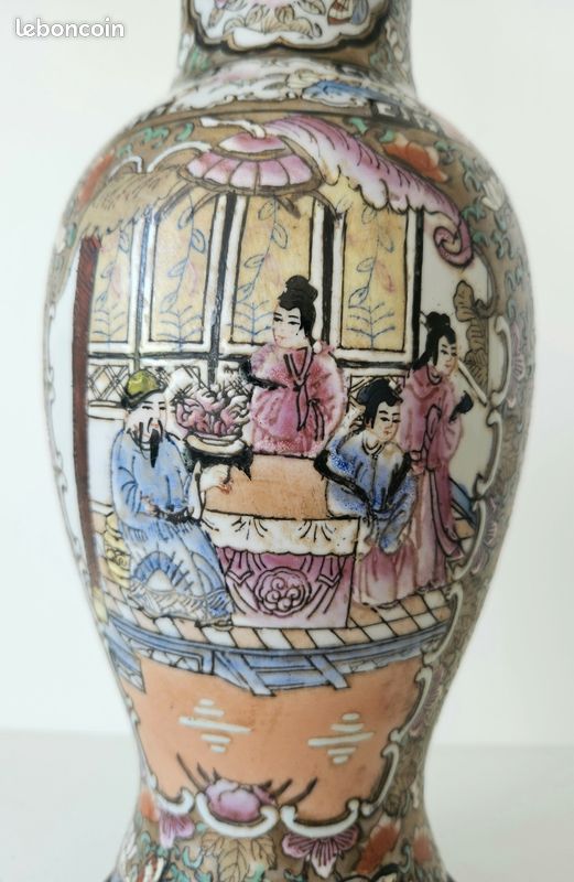 Lampe vintage en porcelaine de Canton, Chine (image 8)