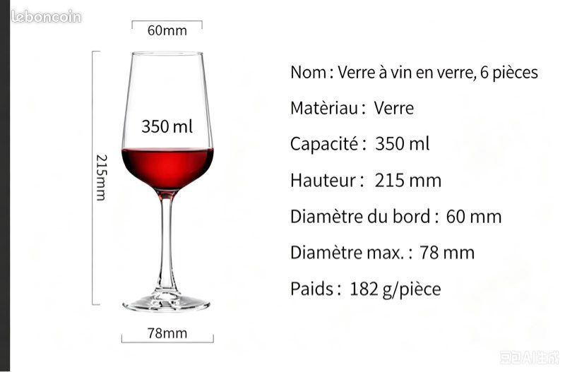 Coffret verres à vin 6 personnes + carafe + ouvre-bouteille – neuf (image 2)