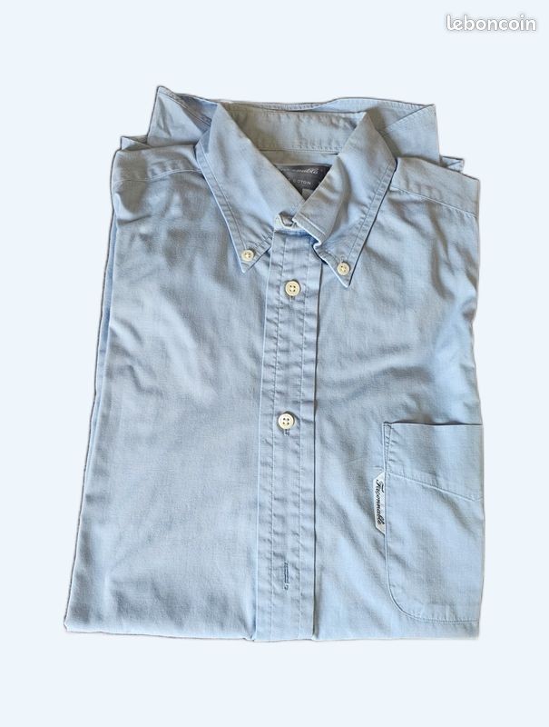 Chemise Homme Façonnable En Coton Bleu - Taille M - Col Boutonné - Occasion Très Bon état