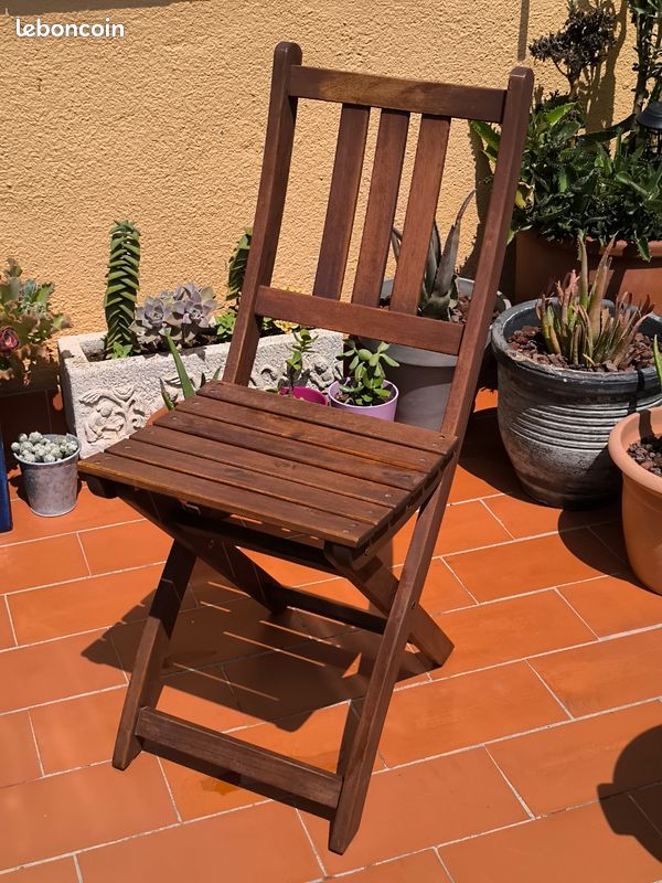 Chaise bois acacia pliante terrasse balcon jardin (image 1)