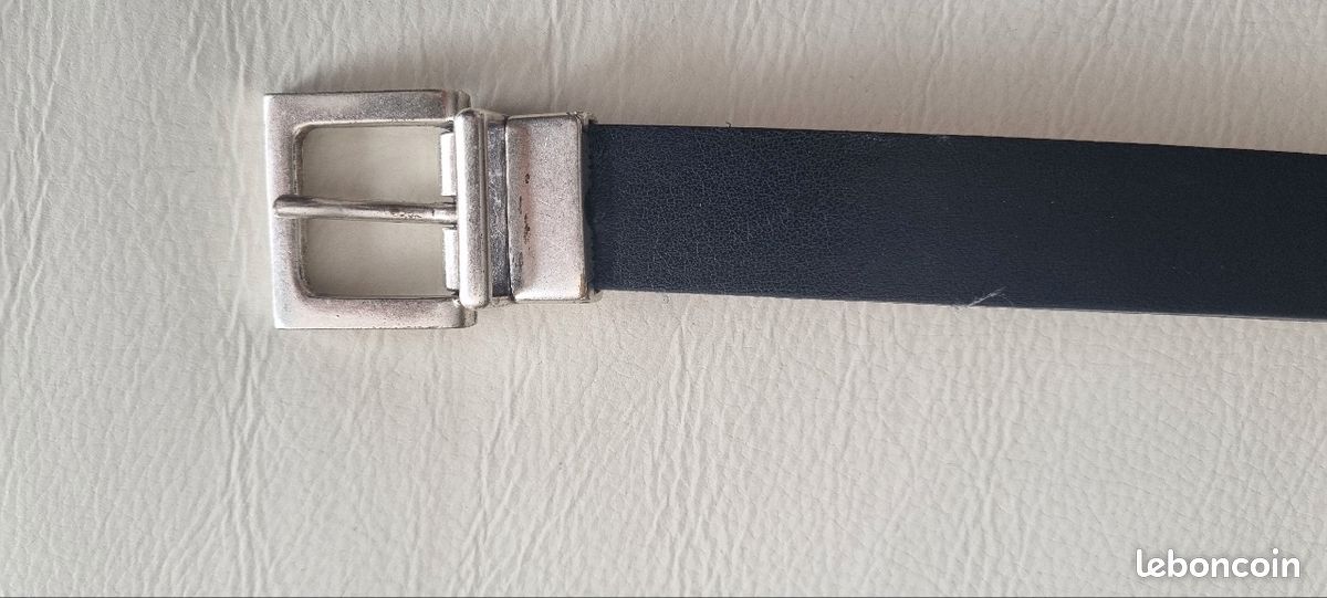 Ceinture en cuir noir (possibilite réversible doré) (image 1)
