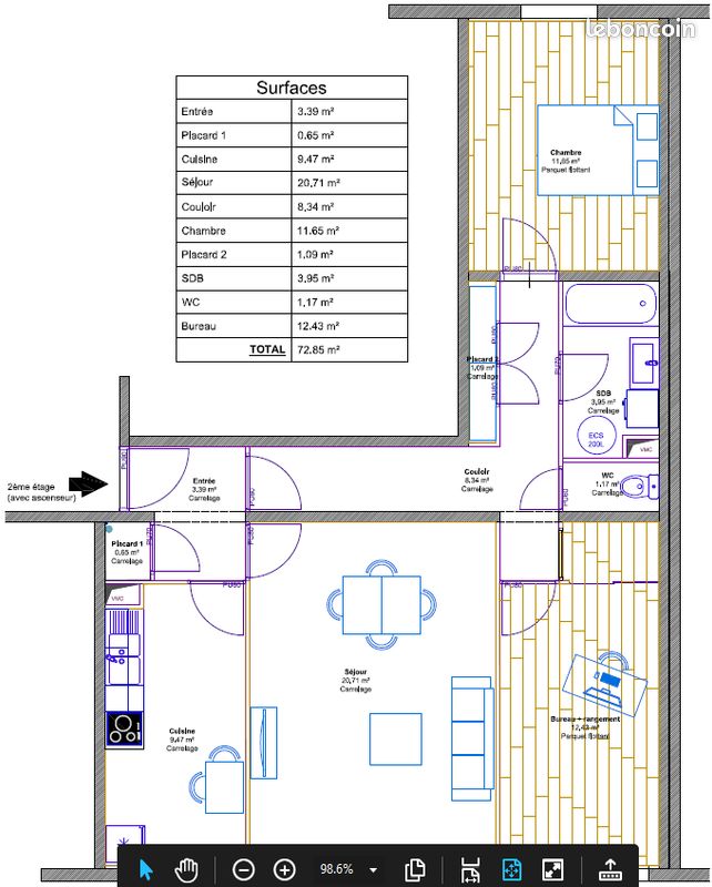 Appartement 3 pièces 73 m² · à La Chapelle-Saint-Luc · 73 m² · 800 €