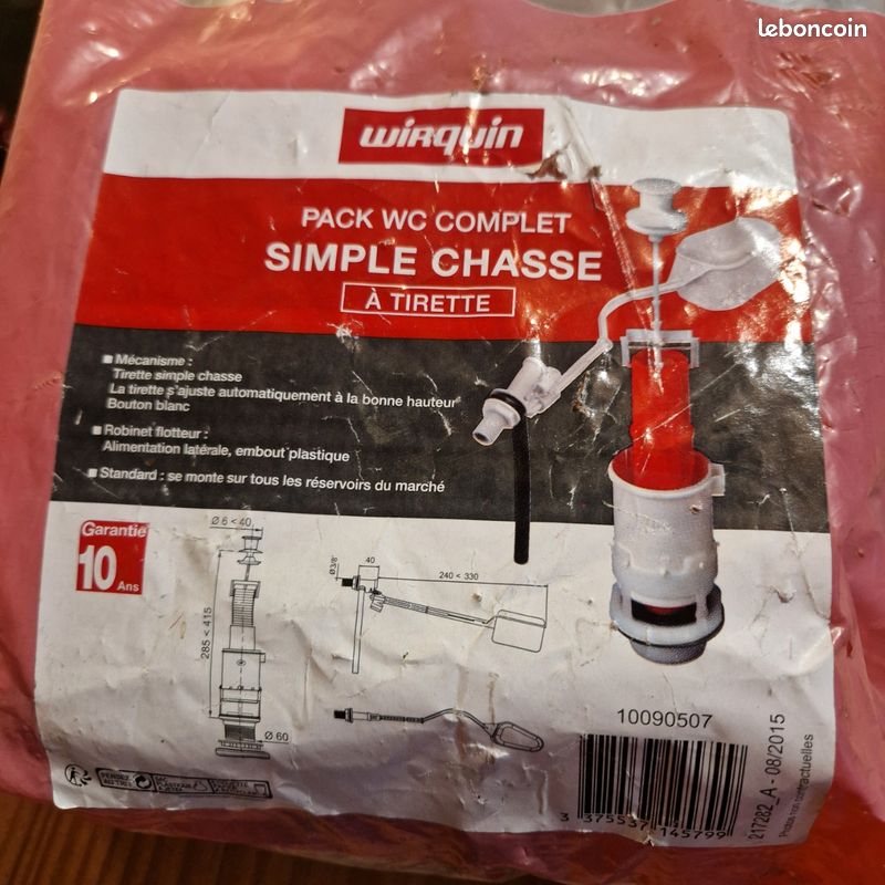Ensemble Chasse d'Eau Robinet Flotteur + Mécanisme WC à Câble à Bouton Poussoir
