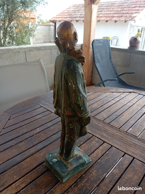 Ancienne sculpture pierrot en plâtre signé (image 3)