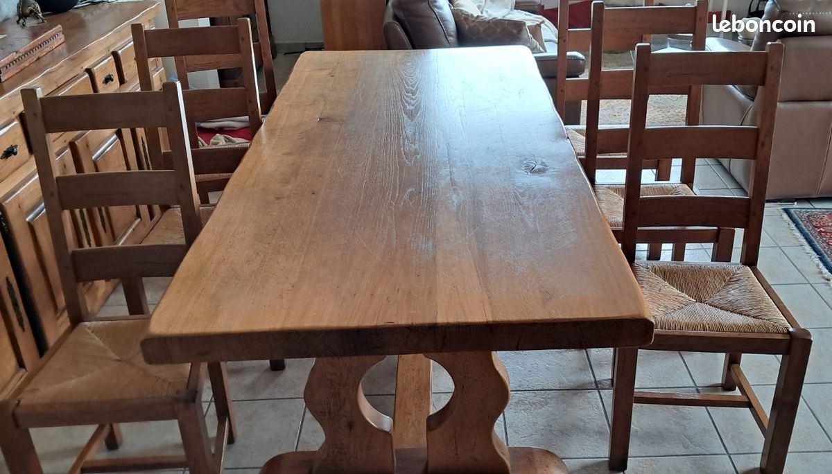 Table monastère en 6 chaises bois massif (image 3)