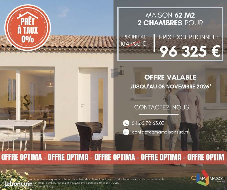 Maison 3 pièces 62 m² · à Saint-Chaptes · 62 m² · 166 305 €