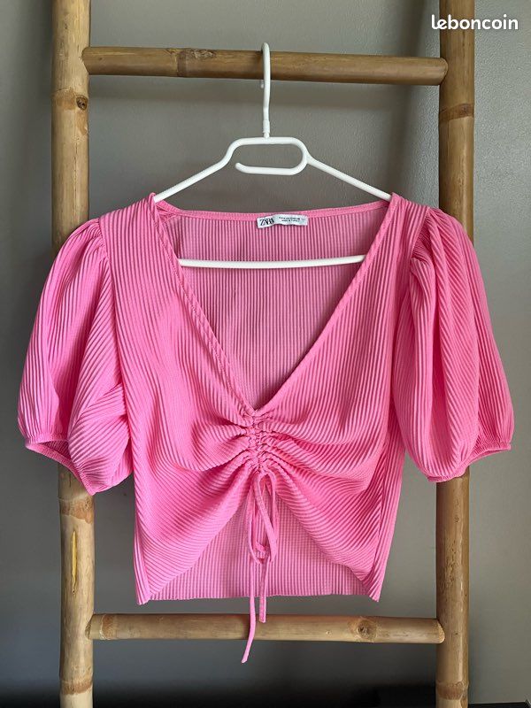 Haut Rose Zara - Taille 6 (Femme) - Sans Manches - En Polyester - Neuf Sans Étiquettes