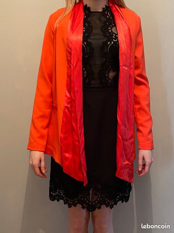 Veste type smoking longue orange (image 2)