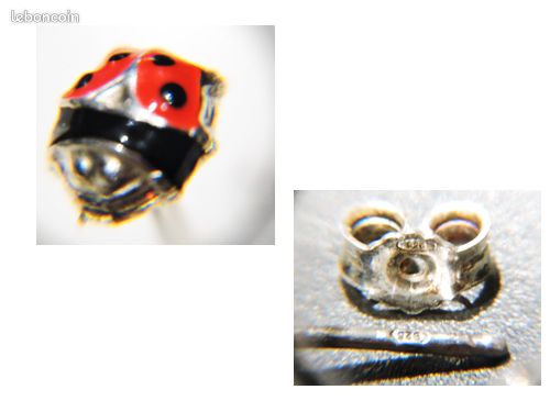 Boucle d' oreille Coccinelles Argent Massif (image 2)
