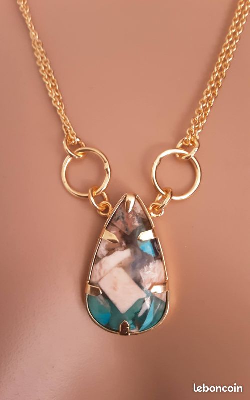 Collier en pierre naturelle turquoise huitre (image 15)
