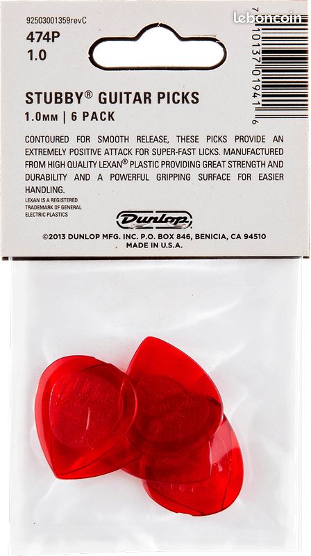 Dunlop 474P100 Player’s Pack – 6 médiators Stubby Jazz 1.0 mm (image 5)