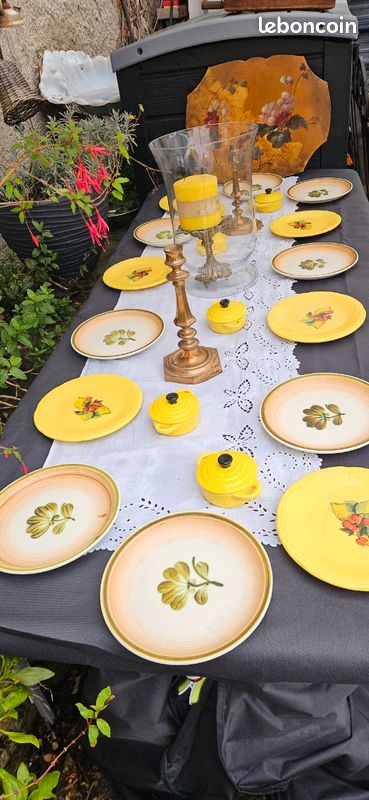Lot de 6 assiettes à dessert ou à brunch décor cerise en faïence italienne (image 3)