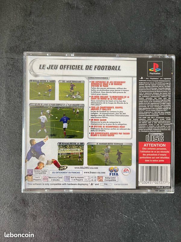 Jeu FIFA FOOTBALL 2002 PS1 - Version Française Complète, Très Bon état