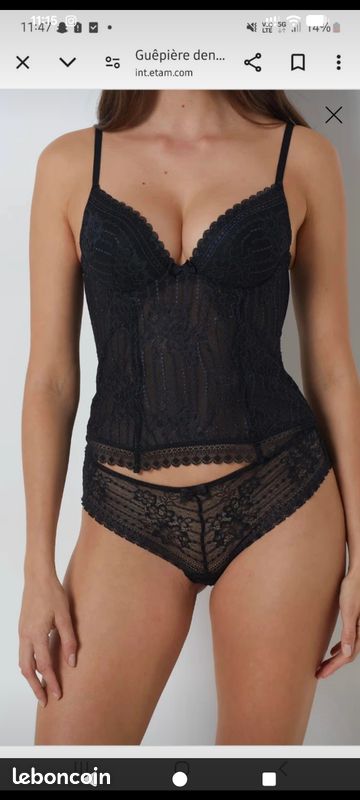 Guêpière Bustier Coque Glam Etam - Taille 90B - Noir - Neuf Avec étiquettes - 6458091