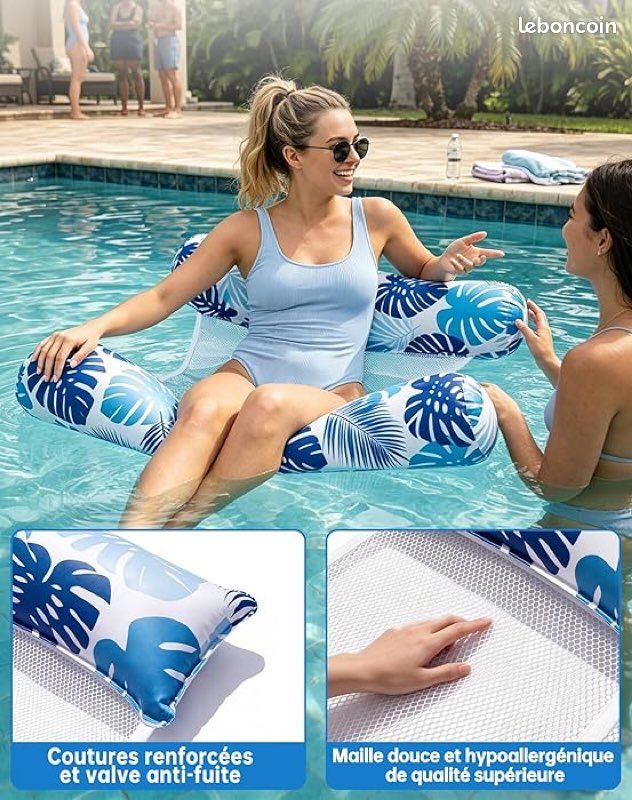 Hamac Gonflable Piscine XXL 160x90 Cm – 2 En 1, Avec Appui-tête, Porte-gobelets, Pour Adulte