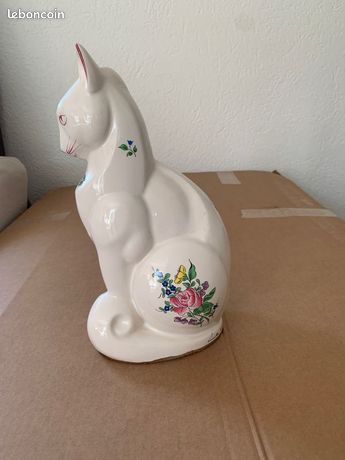 Statue Chat Faïence De Lunéville - Hauteur 13,5 Cm - Collection C3 - Déco Vintage